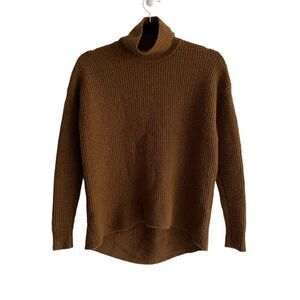 MADEWELL Wool Waffle Thermal Turtleneck Mock Neck Sweater Brown XS